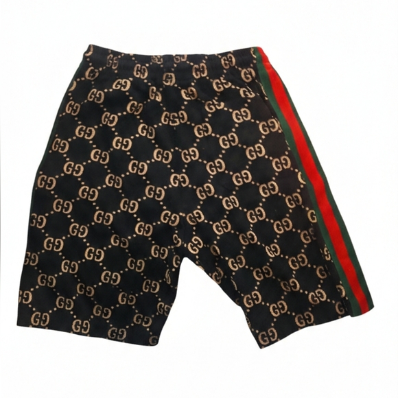 Gucci GG Monogram Black and Tan Men's Shorts - Picture 3 of 7